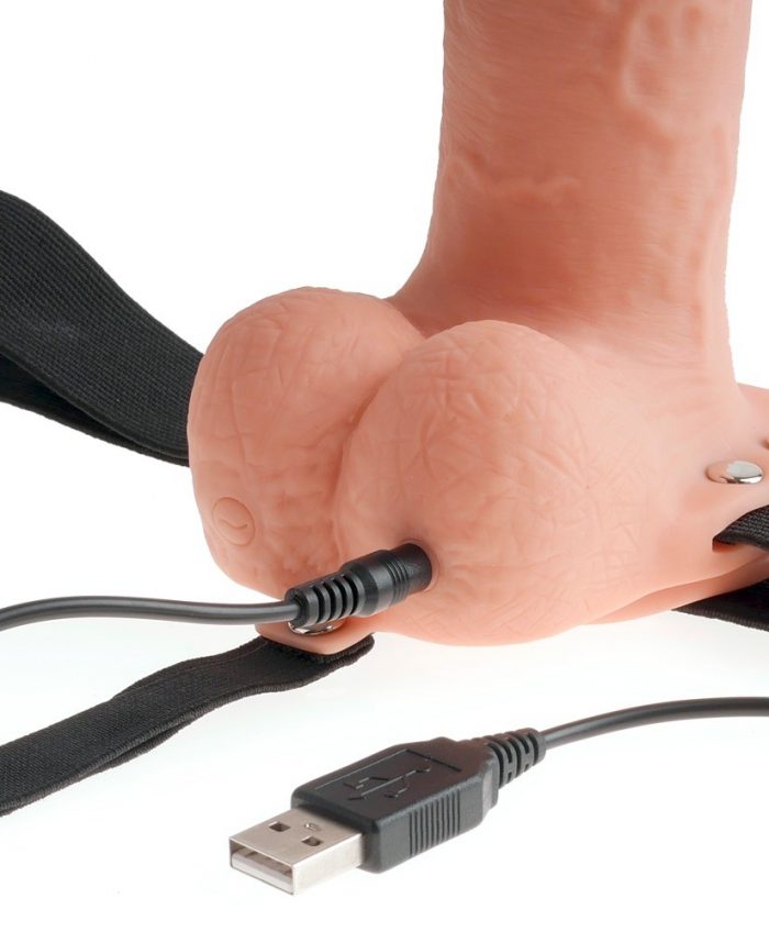 7" Hollow Rechargeable Strap-on with Balls 4